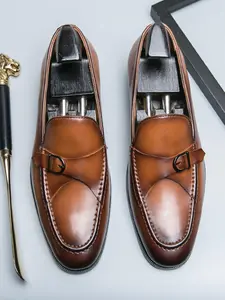 Men's Casual Fashion Plain Color Loafers, New Fashion PU Leather Slip-on Shoes, Business Style Shoes for Daily Wear, Boy Footwear