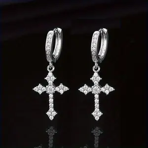 925 Sterling Silver Earrings For Men Women, Dainty Moissanite Huggie Hoop Earrings, Dangle Earrings Lightweight Huggie Cuff Dangle Earrings For Men Women, For Women Men