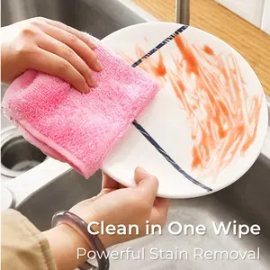 10 Counts Soft Microfiber Cleaning Cloth Rags，Bamboo Pulp Fiber Cleaning Towels，Lint-Free Streak-Free Kitchen Towel，Reusable and Washable Kitchen Rags