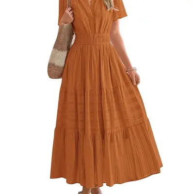 Isabelle Short Sleeve Maxi Dress Chocolate - TikTok Shop