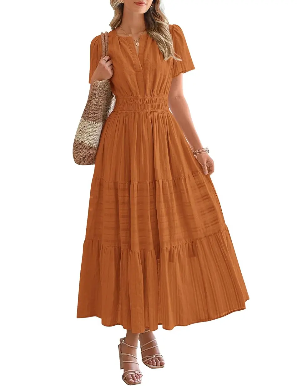 Women's Summer 2025 Casual Maxi Dress Lightweight Short Sleeve V Neck Boho Dress with Pockets #Outdoorfun - TikTok Shop Women's Summer 2025 Casual Maxi Dress Lightweight Short Sleeve V Neck Boho Dress with Pockets #Outdoorfun - TikTok Shop