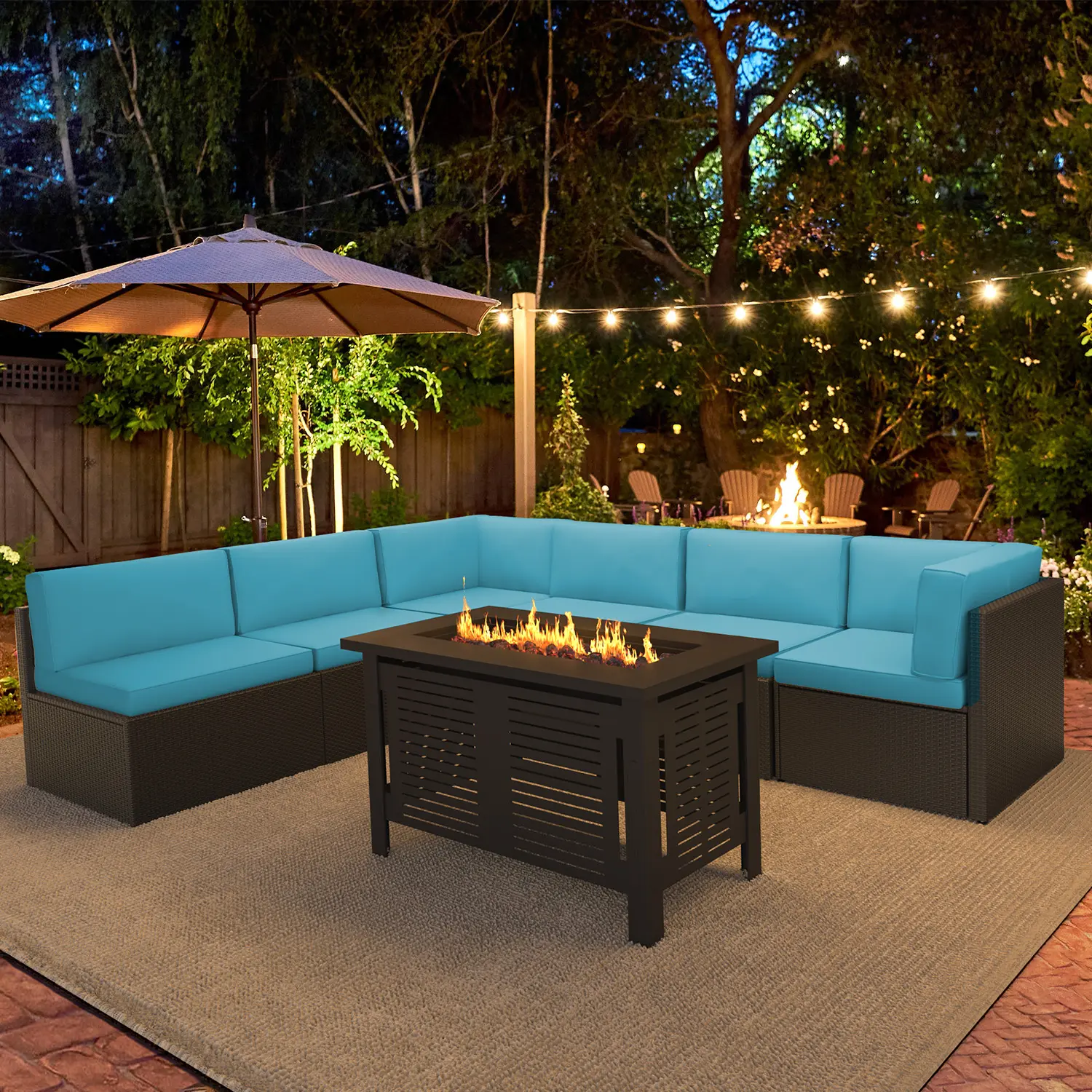 Dark Blue + Fire Pit Table