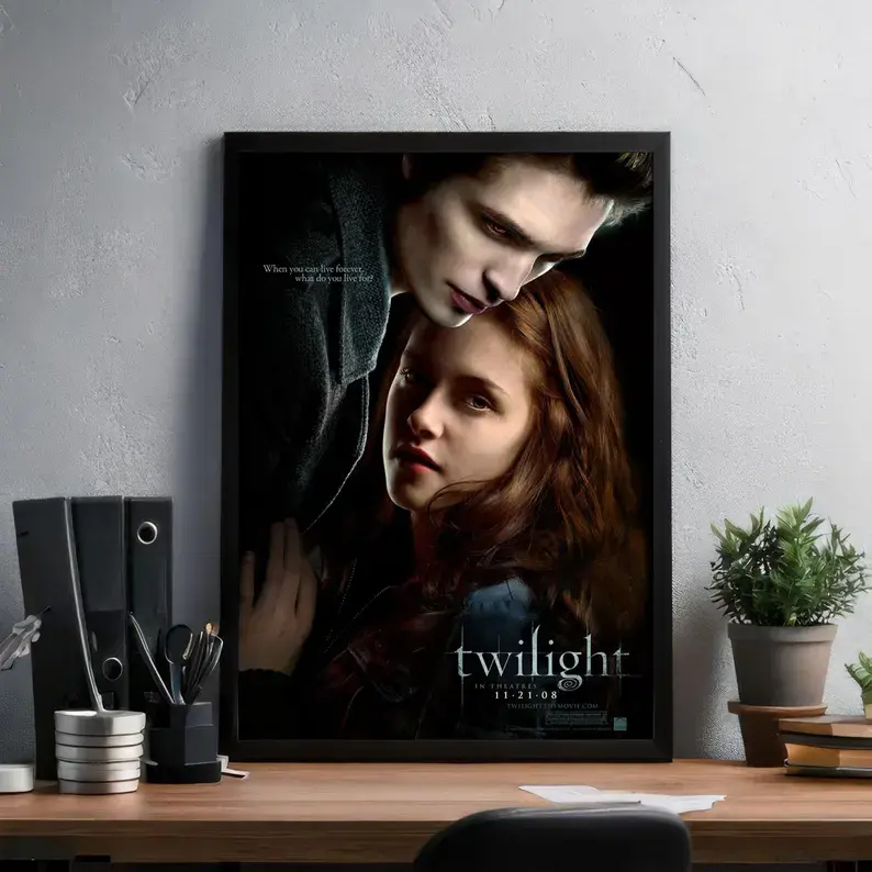 Unframed Artistic Twilight Edward and Bella Paper Poster, Vampire Romance Movie Photo Print, Forks Washington Wall Decoration, Twilight Fan Gift for Room Home Decor