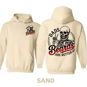 Dads With Beards Are Better Hoodies, Trendy Family Shirt, Funny Dad Tee, Father's Day Gifts Ideas, Casual Short Sleeve Men Graphic Pullover Hoodie, Unisex Long Sleeve Pullover Shirt
