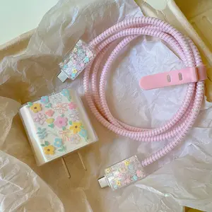 Charger Protector Case with Silicone Strap, Charging Cable Organizer, iPhone Accessories, Protects Charger & Data Cables, Data Sync Cable