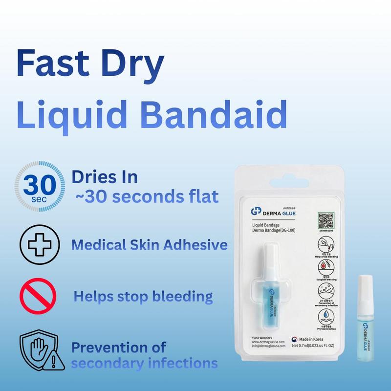 Derma Glue Liquid Bandage - Waterproof Fast-Drying Flexible Shower-Safe Wound Protection for Cuts Scrapes & Minor Wounds