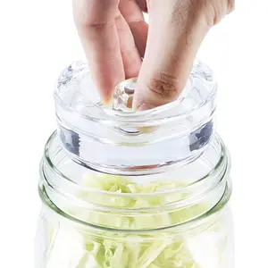 4-piece Fermentation Glass Weights with Easy Grip Handles, Suitable for Wide Mouth Mason Jars