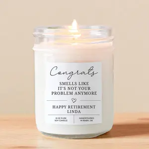 Funny Retirement Candle: Personalized Soy Wax Gift for Coworker, Retired Party Present, Custom Happy Retirement Gift Smells Like of F*cking Finally Retirement Candle Retired Women Boss or Coworker Leaving Funny Farewell Present
