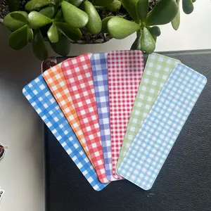 Colorful Gingham Bookmark Set - Handmade Spring Picnic Double-Sided Laminated Bookmark, 2" x 7", Assorted Colors, Durable Cardstock