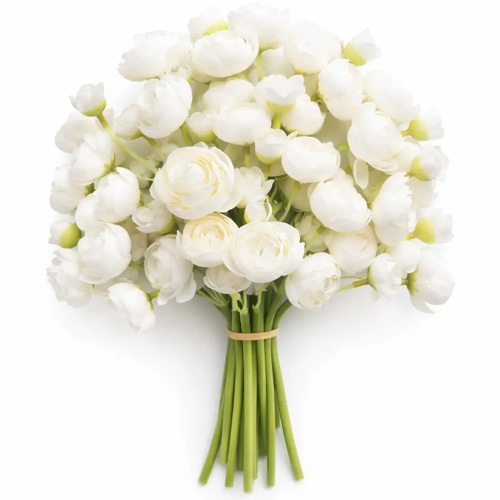 18pcs Ivory Real Touch Artificial Ranunculus Flower Set, Faux Silk Decorative Flowers for Wedding Bouquets, Table Centerpieces, Vase & Aesthetic Home Decor - No Fade, No Water Needed