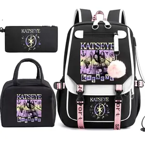 Katseye-Aesthetic Backpack Set, 3PCS Casual School Bag with Lunch Bag and Pencil Case, Large Capacity