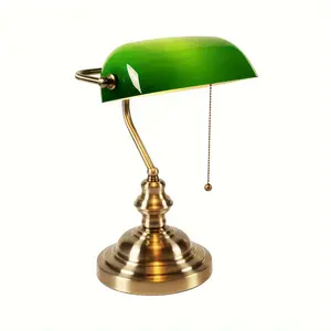 New Green Glass Bankers Lamp Desk Lamp Retro Pull Chain Switch Indoor lighting