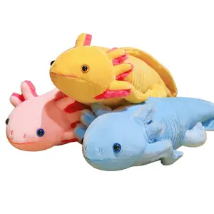 45cm Kawaii Colorful Newt Plush Toy Stuffed Cute Axolotl Salamander Fuzzy Plush Fish Appeasing Long Pillow Cushion Kids Gift poopsie surprise