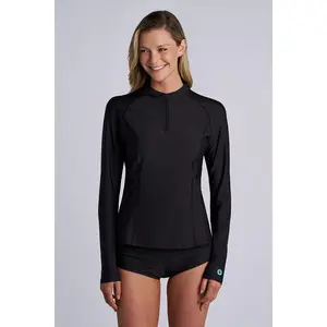 Women's Freestyle Long Sleeve Quarter Zip Rash Guard | Black