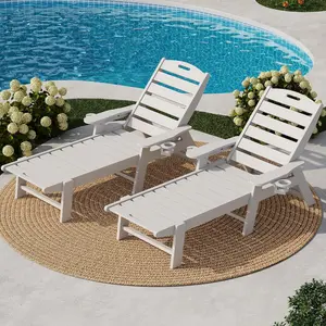 Outdoor HDPE Chaise Lounge, Oversize HDPE 5-Position Pool Lounge Chairs, Pool Lounges Chairs