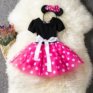 NewCute Baby Girl Dress Toddler Girls Summer Clothes Kids Minni Mouse Polka Dot Dress Girls Birthday Cosplay Dress Halloween Carnival Party Costume for Kids