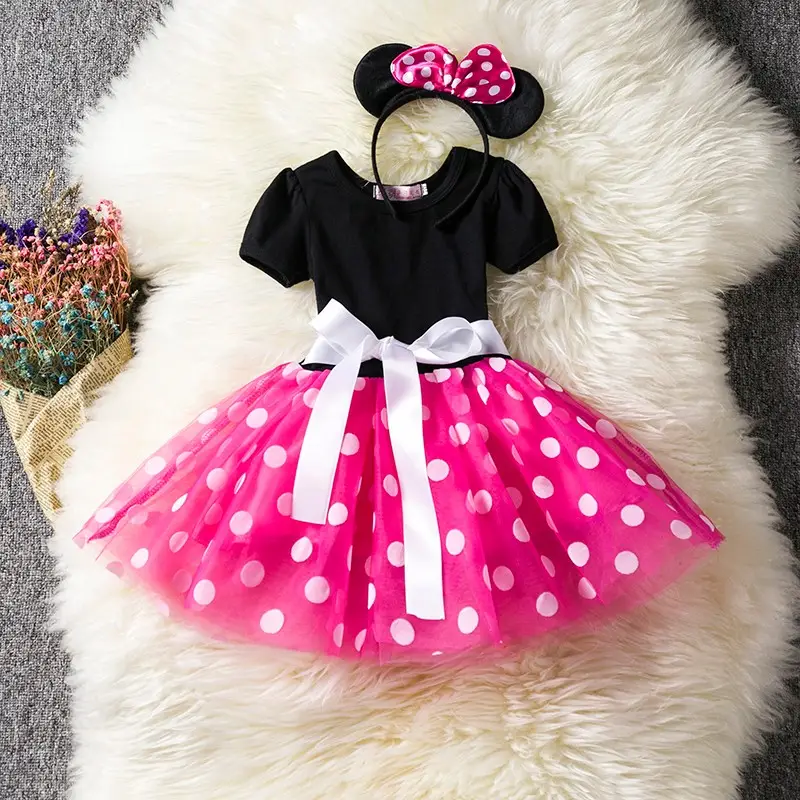 Cute Baby Girl Dress Toddler Girls Summer Clothes Kids Minni Mouse Polka Dot Dress Girls Birthday Cosplay Dress Halloween Carnival Party Costume for K
