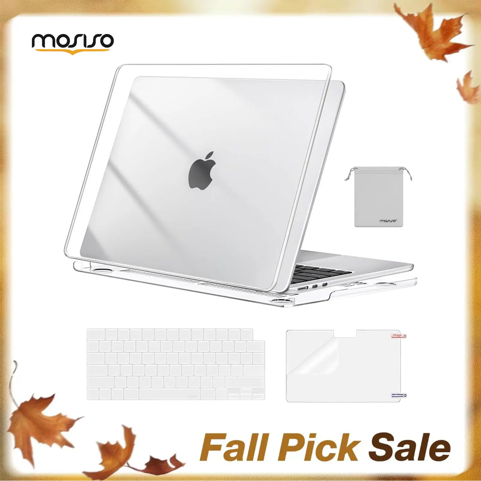 MOSISO 4-in-1 Dustproof Multi-Protection Slim Hard Shell Laptop Case for MacBook Air 13.6 Inch (Specific Models: A3449,A3240,A3113,A2681; M5,M4,M3,M2,2026-2022), with Keyboard Cover, Screen Protector & Accessory Pouch for Daily Work & School Use