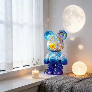 Snow Mountain Creative Bear 3D Puzzle Animal Building Blocks Decoration, Home Office Bookshelf Decor, Party Living Room TV Stand Display