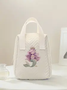 Mermaid Print Reusable Women's Handbag, Cosmetic Storage Bag with Compartments, Ideal for School, Work, Travel, Business Trips