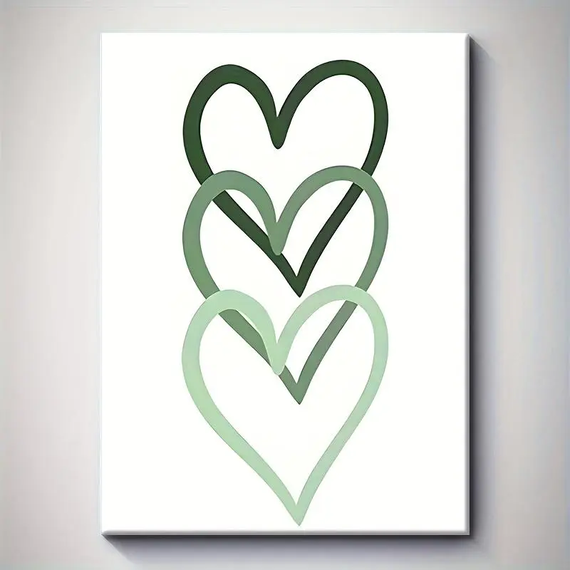 Abstract Heart Canvas Art | Sage Green Heart Wall Decoration | Solid Wood Frame | Suitable for multiple rooms | Vintage Classic Style | Ideal for living room, bedroom, kitchen, home office |   Indoor/outdoor use, room decoration