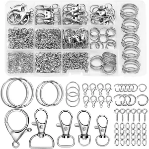 Making Kit, 450 count  Craft Set Including Key Chain Clips, Lanyard Snap Hooks, Lobster Claw Clasps, Key Rings, Jump Rings and Screw Eye Pins for Key Chain  Making