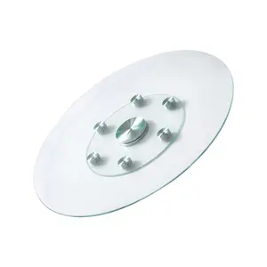 Summervibes VEVOR 30 in Glass Lazy Susan Turntable, Tempered Glass Dining Table Centerpiece with 6 Rotating Wheels, 360 Smooth and Silent Spin Tabletop Rotating Tray, for Family Gatherings, Banquets Weddings