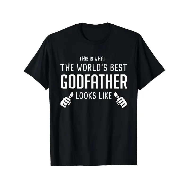 Men's Short-Sleeve Soft Cotton Graphic Tees - Round Neck Casual Fit Streetwear Top, Godfather Print, Italian Mafia Don Design with Logo & Letter Slogan, Breathable Crew Neck Shirt, Father's Day Gift