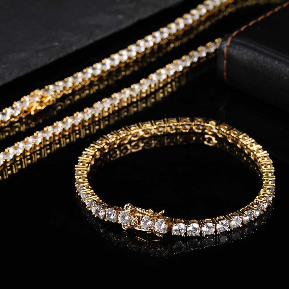 Hip Hop Jewelry 1 Row Iced Out Tennis Chain Bling CZ Men Diamond Cubic Zirconia Choker Necklace Women Drop Shipping