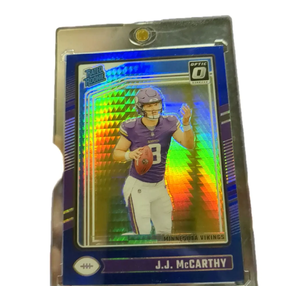 jj McCarthy Rated Rookie Card Blue Hyper Minnesota Vikings Optic 0 Series Collectible Sports Trading Card