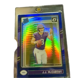 jj McCarthy Rated Rookie Card Blue Hyper Minnesota Vikings Optic 0 Series Collectible Sports Trading Card