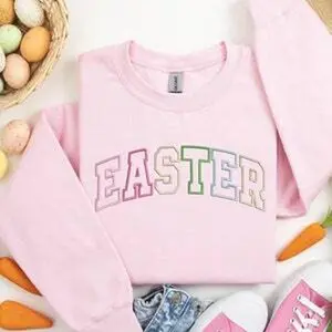 Easter Embroidered Sweatshirt, Easter T-shirt ,Embroidery Sweatshirt, Easter Sweat, Easter Gift, Happy Easter Embroidery Sweatshirt