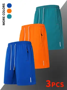 Men's solid color zipper pocket drawstring shorts, comfortably designed with matching colors, summer men's sports shorts, breathable and comfortable fabric, an essential piece of everyday wear for men during the summer.