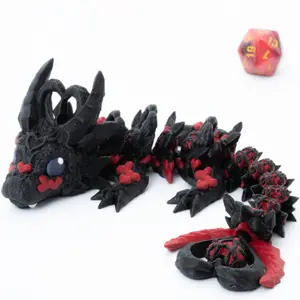 Heart Mini Dragon | 3D Printed Articulating Dragon with heart designs and hinged tail heart | poseable as home decor or desk fidget