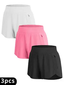 3-Pack  High-Waisted Stretchy Yoga Skorts, Breathable & Comfortable, Machine Washable, Ideal For Sports, Tennis And Daily Wear