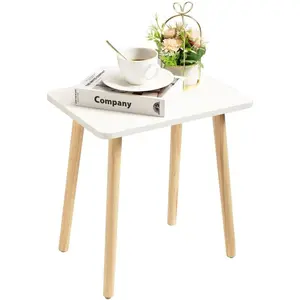 Small Side Table, Modern Wood Mini Coffee Table, Easy Assembly Compact End Table for Living Room Bedroom Sofa, Minimalist White Accent Furniture for Small Spaces