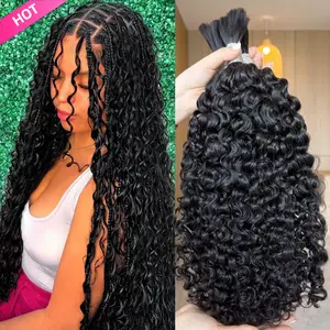 Lemoda Boho Human Braiding Hair Burmese Curly Bulk Human Hair Extensions For Bohemian Knotless Braids No Weft 12inch-32Inch 3Bundles/Lot 100g/1Bundle 1B Natural Black Salon-Quality summerwins