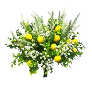 Simulated green plant lemon fruit combination | Interior and outdoor home table center decorations, DIY bridesmaid flower arrangements for weddings, Mother's Day, Valentine's Day, beautiful room decoration, spring home decoration - without vase