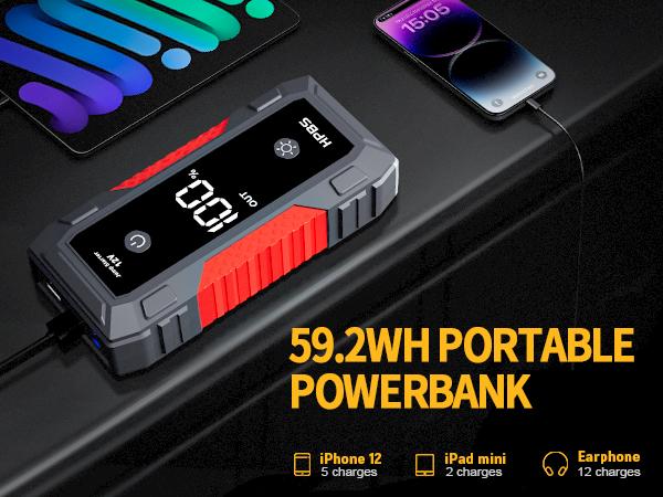 HPBS H50 Jump Starter - 5000A Jump Starter Battery Pack for Up to 10.0L Gas and 8.0L Diesel Engines, 12V Car Battery Jumper Starter Portable with 3.0" LCD Display, Jump Box