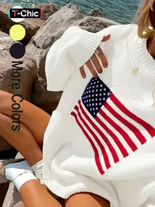 Women's Graphic Print Drop Shoulder Long Sleeve Knitting Sweater, Fashion Casual Round Neck Jumper Fit for Spring & Fall, Women's Knitwear for Daily Wear, Womenswear