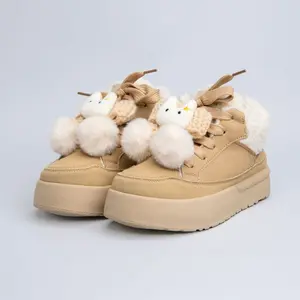 Cozy Bunny Ultra Chunky Beige Mid Top Shoes - Women's