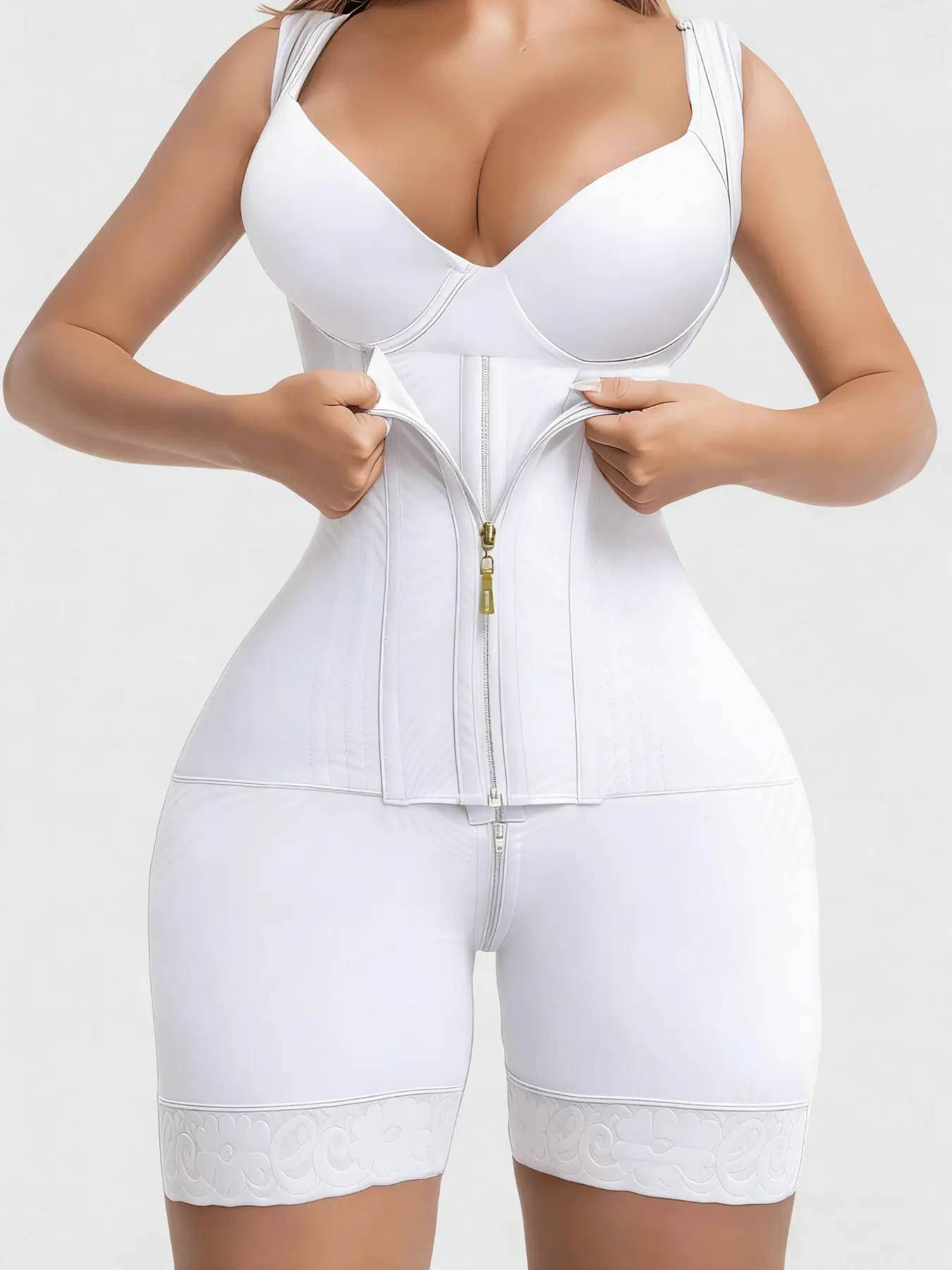 1 Count Women's Underwear Solid Color Hourglass Compression Body Shaping Full Body Shaper with Zipper & Hooks Closure, Fajas, Tight Fitting Bodysuit, Butt Lifting Tummy Control Jumpsuit, Colombian Shapewear, Suitable for Training & Sport