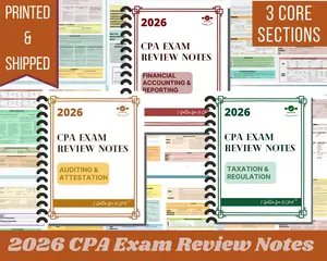 2026 | CPA Exam Review Notes - 3 Core Sections Bundle | Printed & Shipped | 115 Pages | 2026 Edition