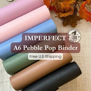 The "Oopsie" Pebble Pop: IMPERFECT A6 Structured Binder — Pebble Vegan Leather 6-Ring Budget Planner for Cash Stuffing or Journaling
