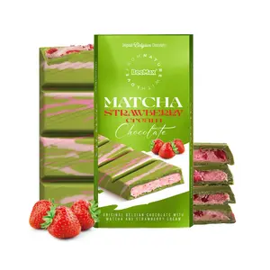 Authentic Dubai-Style Matcha Strawberry Cream Chocolate Bar – Imported from Turkey