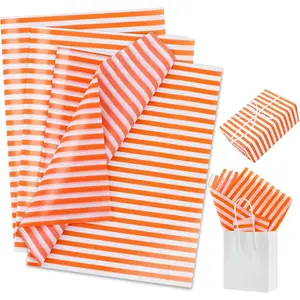 Orange Pin Stripe Tissue Paper Bulk,Wrapping Tissue Paper for  Bags, 14 x 20 Inch  Wrap for Easter Birthday Wedding Graduation DIY Crafts Holiday-30 Sheets