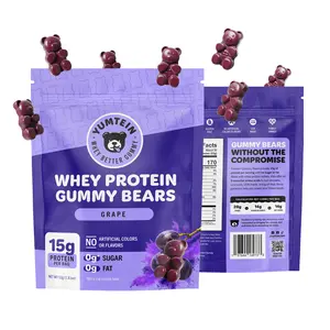 Yumtein Protein Gummy Bears - 15g Protein, 0g Sugar, 0g Fat - Halal Beef Gelatin - Natural Colors - Grape (170 Cal)