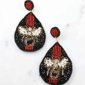 Embellished Striped Bee Earrings (Beaded) Elegant