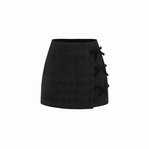 Cider Tweed Mid Rise Bowknot Mini Skirt