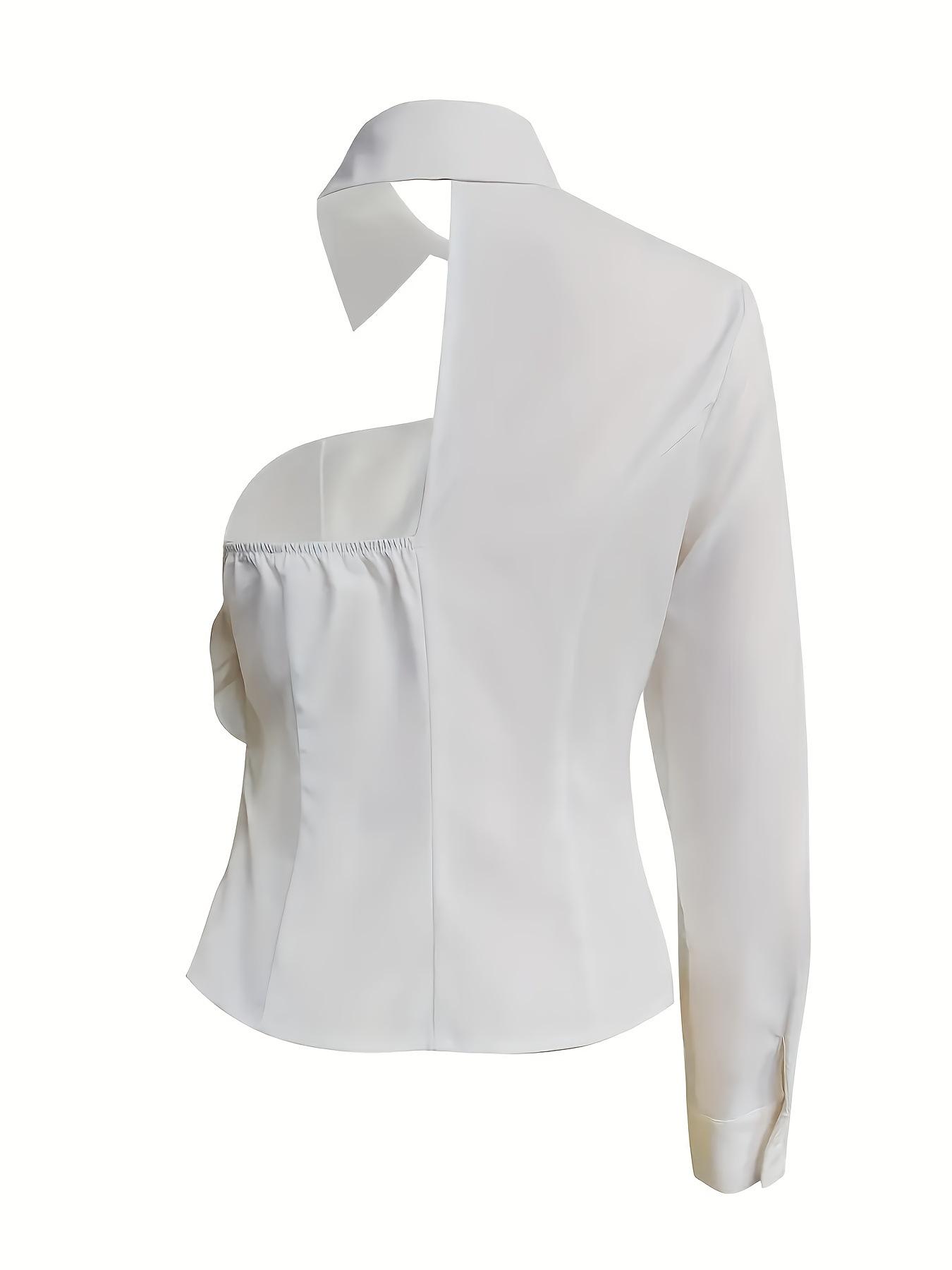 White Blouse With A One-shoulder TOP